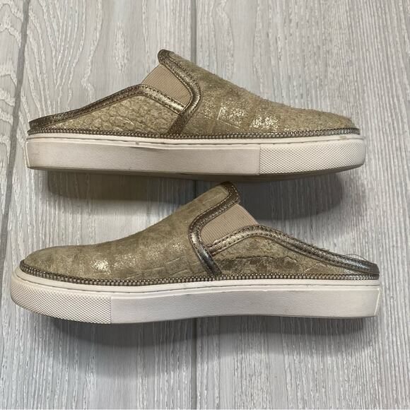 Botkier Women's Hayden Ivory Gold Croc Embossed Mule Platform Sneakers Size 6.5 - Picture 10 of 11